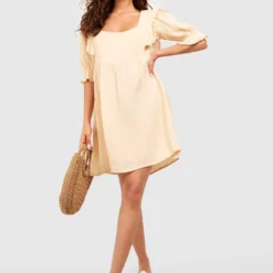 Robe Texturée En Coton à Volants 8 Robe Texturée En Coton à Volants -Pas Cher Vêtue Diva Magasin gzz53456 stone xl 2 scaled