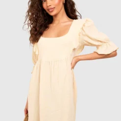 Robe Texturée En Coton à Volants 9 Robe Texturée En Coton à Volants -Pas Cher Vêtue Diva Magasin gzz53456 stone xl 3 scaled