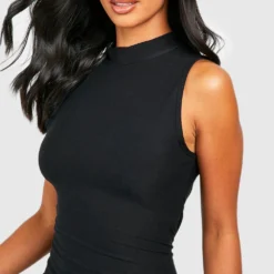 Petite - Robe Courte Douce à Col Montant -Pas Cher Vêtue Diva Magasin gzz53568 black xl 3