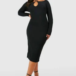 Grande Taille - Robe Mi-longue Douce Découpée