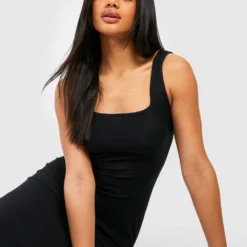 Robe Longue Douce à Col Carré -Pas Cher Vêtue Diva Magasin gzz53578 black xl 3