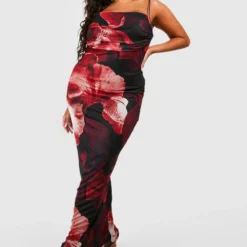 Grande Taille - Robe Longue Fleurie En Mesh -Pas Cher Vêtue Diva Magasin gzz53607 red xl 2