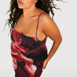 Grande Taille - Robe Longue Fleurie En Mesh -Pas Cher Vêtue Diva Magasin gzz53607 red xl 3