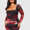 Grande Taille - Robe Moulante Fleurie En Mesh -Pas Cher Vêtue Diva Magasin gzz53608 red xl scaled
