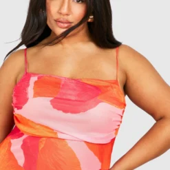 Grande Taille - Robe Longue Fleurie En Mesh -Pas Cher Vêtue Diva Magasin gzz53609 orange xl 3 scaled