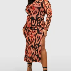 Grande Taille - Robe Mi-longue En Mesh à Imprimé Léopard -Pas Cher Vêtue Diva Magasin gzz53631 brown xl 2 scaled