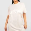 Grande Taille - Robe T-shirt à Slogan Dsgn Studio -Pas Cher Vêtue Diva Magasin gzz53632 beige xl