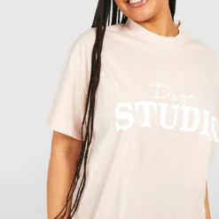 Grande Taille - Robe T-shirt à Slogan Dsgn Studio -Pas Cher Vêtue Diva Magasin gzz53632 beige xl 3