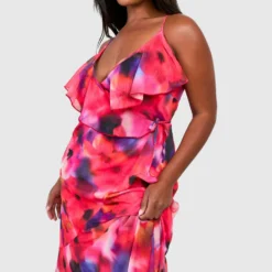 Grande Taille - Robe Longue Fleurie à Volants -Pas Cher Vêtue Diva Magasin gzz53640 red xl 2 scaled