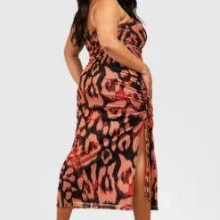 Grande Taille - Robe Froncée à Imprimé Léopard -Pas Cher Vêtue Diva Magasin gzz53643 leopard xl 1