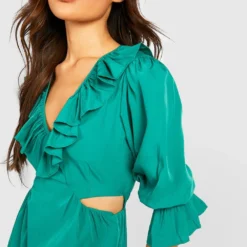 Robe Longue Découpée à Volants 9 Robe Longue Découpée à Volants -Pas Cher Vêtue Diva Magasin gzz53667 green xl 3