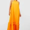 Robe Longue Dos Nu à Volants -Pas Cher Vêtue Diva Magasin gzz53669 orange xl