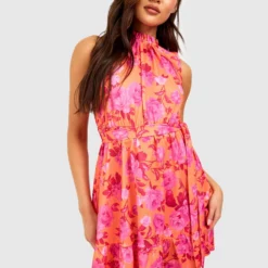 Robe Patineuse à Fleurs Et Volants