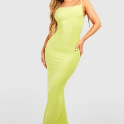 Robe Longue Asymétrique à Bretelles -Pas Cher Vêtue Diva Magasin gzz53687 lime xl 2