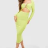 Robe Mi-longue Torsadée Découpée -Pas Cher Vêtue Diva Magasin gzz53688 lime xl