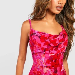 Robe Nuisette En Velours Dévoré -Pas Cher Vêtue Diva Magasin gzz53695 pink xl 3