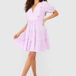 Robe Brodée à Volants -Pas Cher Vêtue Diva Magasin gzz53709 lilac xl 2