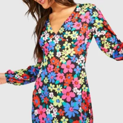 Robe Mi-longue Fleurie -Pas Cher Vêtue Diva Magasin gzz53734 black xl 2 scaled