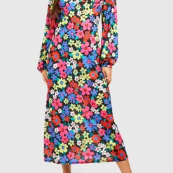 Robe Mi-longue Fleurie -Pas Cher Vêtue Diva Magasin gzz53734 black xl 3