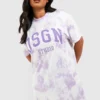 Grande Taille - Robe T-shirt Tie Dye à Slogan Dsgn Studio -Pas Cher Vêtue Diva Magasin gzz53770 lilac xl