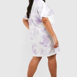 Grande Taille - Robe T-shirt Tie Dye à Slogan Dsgn Studio -Pas Cher Vêtue Diva Magasin gzz53770 lilac xl 1