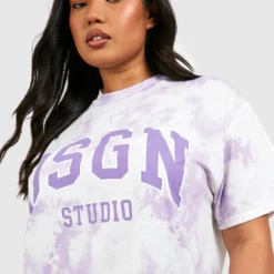 Grande Taille - Robe T-shirt Tie Dye à Slogan Dsgn Studio -Pas Cher Vêtue Diva Magasin gzz53770 lilac xl 3