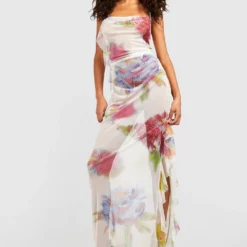 Robe Longue Fleurie Texturée -Pas Cher Vêtue Diva Magasin gzz53806 ivory xl 2