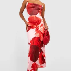 Tall - Robe Mi-longue Fleurie à Col Bénitier 8 Tall - Robe Mi-longue Fleurie à Col Bénitier -Pas Cher Vêtue Diva Magasin gzz53911 pink xl 2