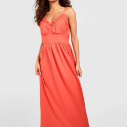 Robe Longue Froncée à Volants 8 Robe Longue Froncée à Volants -Pas Cher Vêtue Diva Magasin gzz54118 orange xl 2