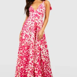 Robe Longue Décolletée à Imprimé Animal