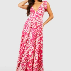 Robe Longue Décolletée à Imprimé Animal -Pas Cher Vêtue Diva Magasin gzz54137 pink xl 2 scaled