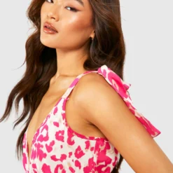 Robe Longue Décolletée à Imprimé Animal -Pas Cher Vêtue Diva Magasin gzz54137 pink xl 3 scaled