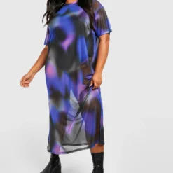 Grande Taille - Robe Longue Fendue En Mesh