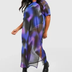 Grande Taille - Robe Longue Fendue En Mesh -Pas Cher Vêtue Diva Magasin gzz54167 multi xl 2
