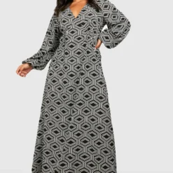 BOOHOO Grande Taille - Robe Longue Imprimé Géométrique 8 BOOHOO Grande Taille - Robe Longue Imprimé Géométrique -Pas Cher Vêtue Diva Magasin gzz54182 black xl 2 scaled