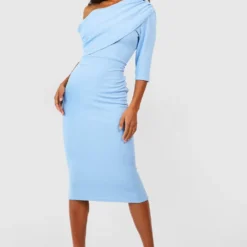 Petite - Robe Mi-longue Asymétrique Drapée -Pas Cher Vêtue Diva Magasin gzz54205 sky20blue xl 2