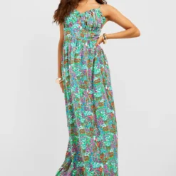 Robe Longue Fleurie Froncée à Volants 8 Robe Longue Fleurie Froncée à Volants -Pas Cher Vêtue Diva Magasin gzz54322 green xl 2