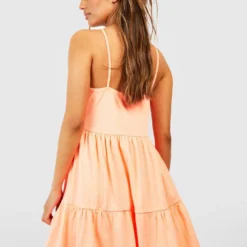 Robe Volantée Texturée à Volants étagés 7 Robe Volantée Texturée à Volants étagés -Pas Cher Vêtue Diva Magasin gzz54392 coral xl 1