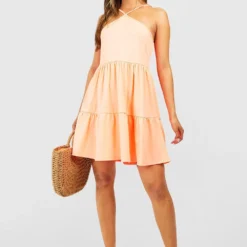 Robe Volantée Texturée à Volants étagés 8 Robe Volantée Texturée à Volants étagés -Pas Cher Vêtue Diva Magasin gzz54392 coral xl 2