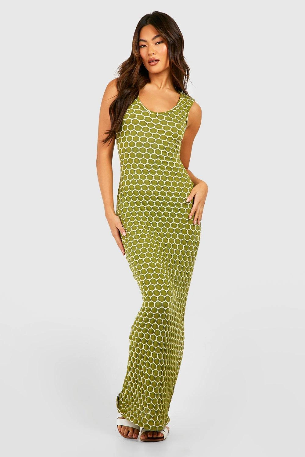 Robe Longue Texturée Sans Manches 3 Robe Longue Texturée Sans Manches