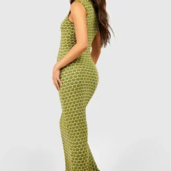 Robe Longue Texturée Sans Manches 7 Robe Longue Texturée Sans Manches -Pas Cher Vêtue Diva Magasin gzz54471 olive xl 1