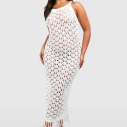 Grande Taille - Robe En Crochet à Franges