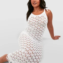 Grande Taille - Robe En Crochet à Franges -Pas Cher Vêtue Diva Magasin gzz54515 white xl 2 scaled