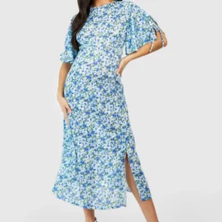 Maternité - Robe De Grossesse Fleurie -Pas Cher Vêtue Diva Magasin gzz54530 blue xl 2