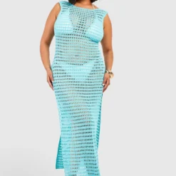 BOOHOO Grande Taille - Robe Longue En Crochet Dos Nu