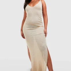 BOOHOO Grande Taille - Robe Longue En Crochet à Bretelles -Pas Cher Vêtue Diva Magasin gzz54572 stone xl 2 scaled