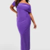 BOOHOO Grande Taille - Robe Portefeuille Longue Froncée -Pas Cher Vêtue Diva Magasin gzz54590 vibrant20purple xl