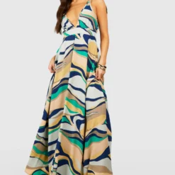 Robe Longue à Imprimé Abstrait