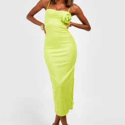 Robe Mi-longue En Mesh à Roses -Pas Cher Vêtue Diva Magasin gzz54849 lime xl 2