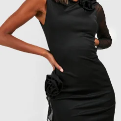 Robe Courte Asymétrique En Mesh -Pas Cher Vêtue Diva Magasin gzz54850 black xl 3